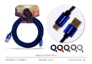 Cable económico tipo C /VERDE Y AZUL