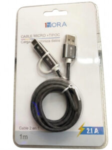 Cable Micro+Tipo C/1HORA/Gris